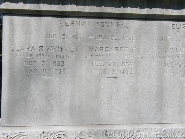 Herman Kountze Monument Names